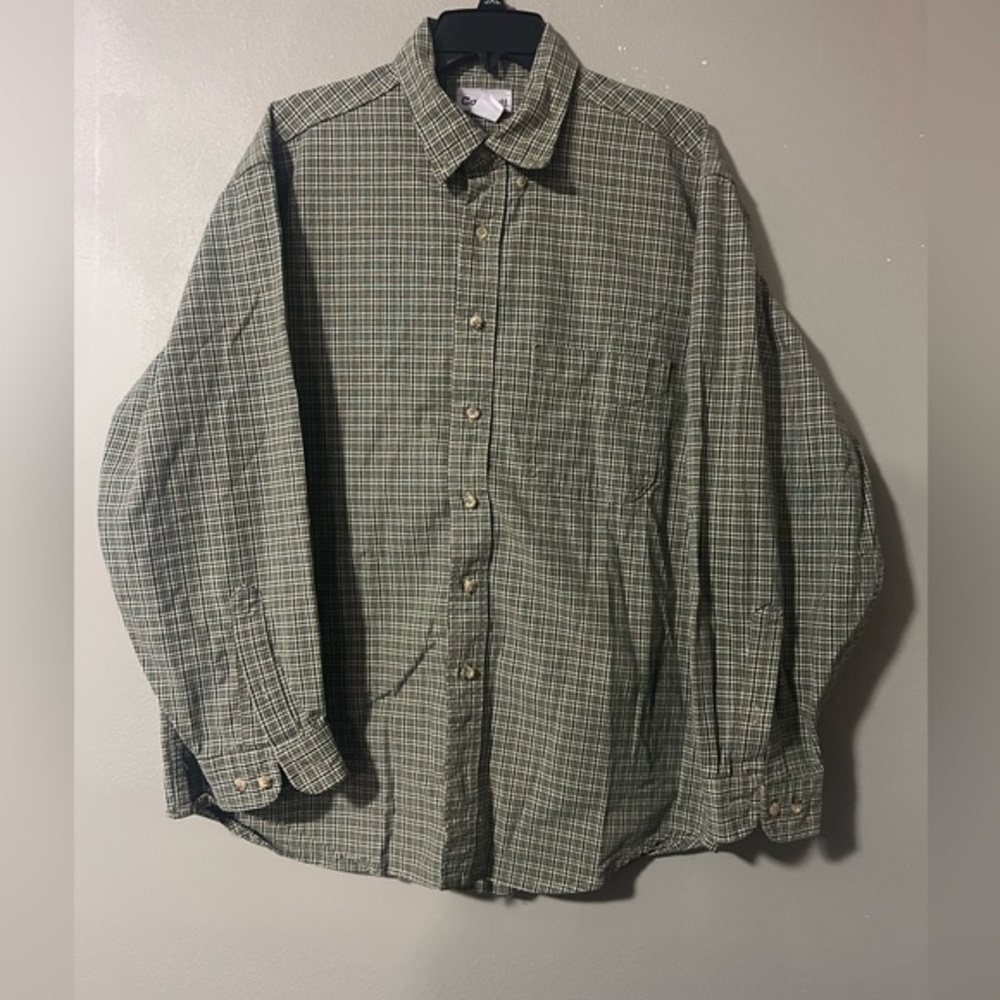 Carhartt Long Sleeve Button-Up‎ Shirt Mens Large Green Plaid Thick